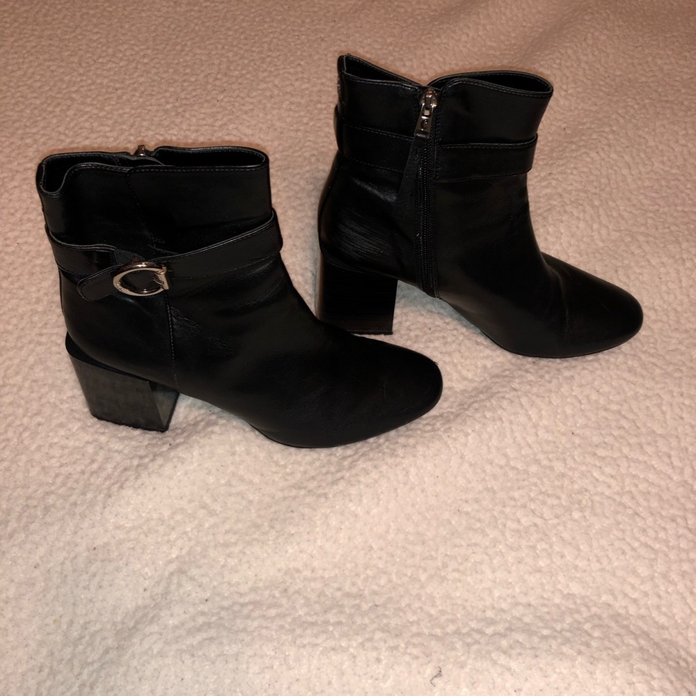 Circus by Sam Edelman Black Leather Buckle Ankle Boots